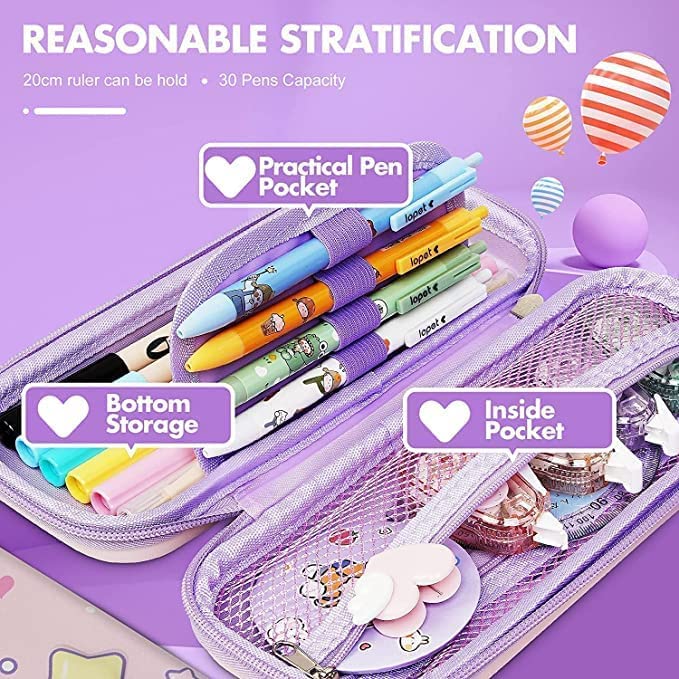 Image of Stylbase Pencil Box Suitcase for Boys & Girls | Hard School Pencil Case Geometry Box with Password Lock & Handle | Pencil Pouch for School Supplies Kids (Pastel Pink)