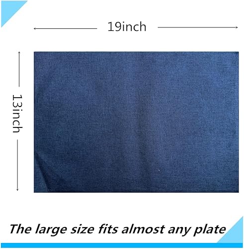 Miniatura 5 de WAZAIGUR Juego de 6 manteles individuales tejidos, lavables, antideslizantes, para mesa de comedor, manteles individuales para mesa de cocina (azul