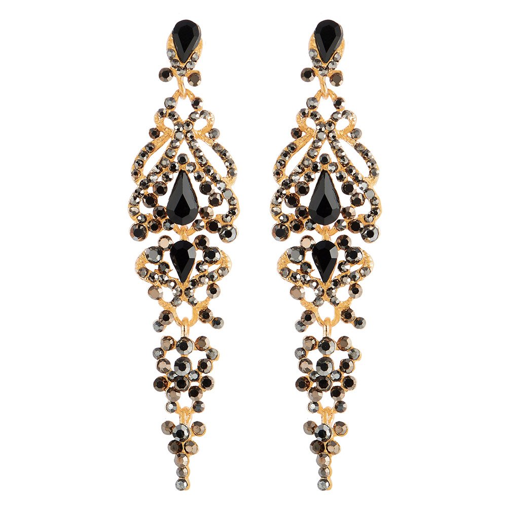 Art Deco Crystal Rhinestone Cluster Chandelier Long Dangle Statement Earring, Party Prom