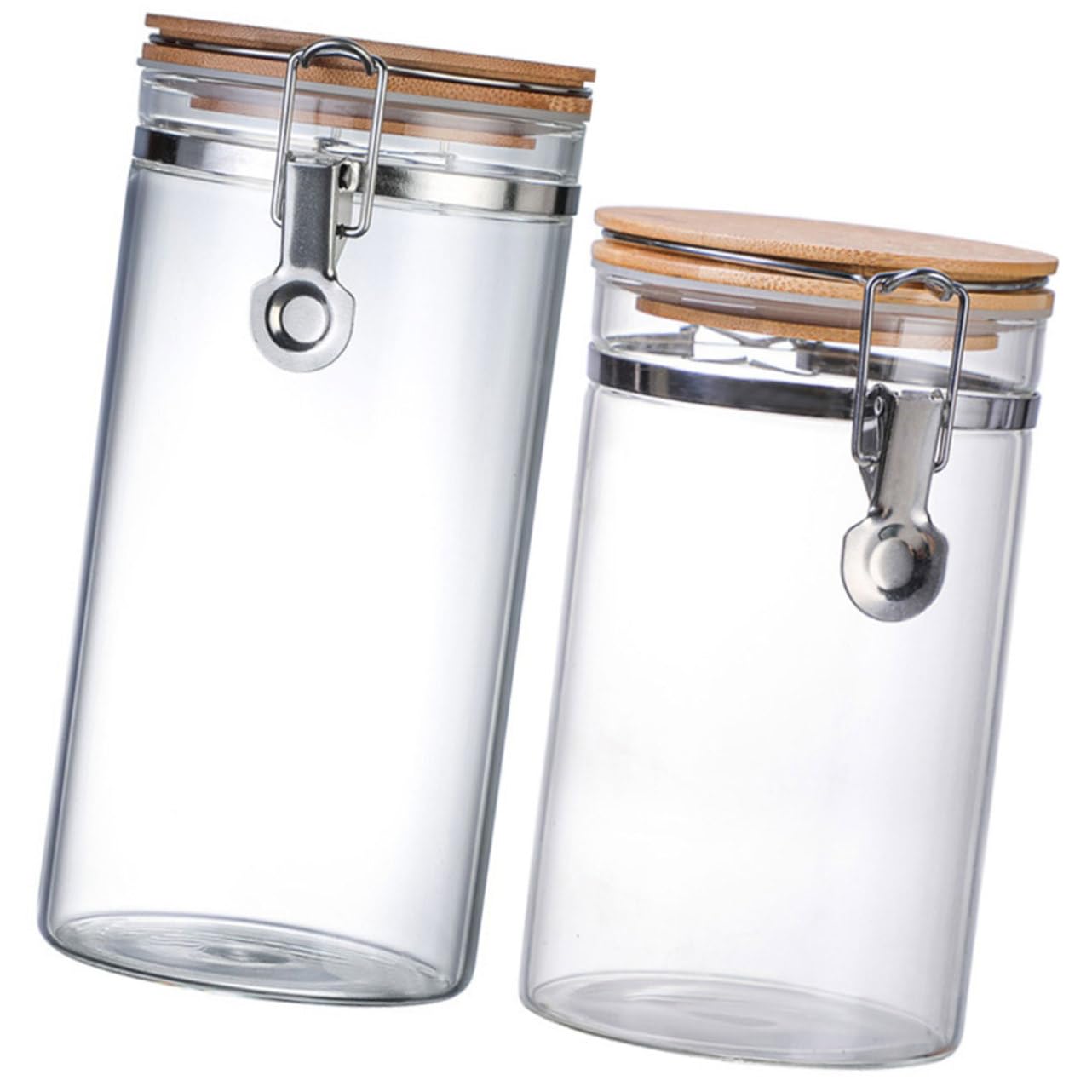 Gatuida Tarros de Almacenamiento 2 Piezas de Vidrio y Acero Inoxidable | Capacidades 1140ml y 1280ml, Diseño Transparente y Estructura Estable, Tapa Sellada para Cocina