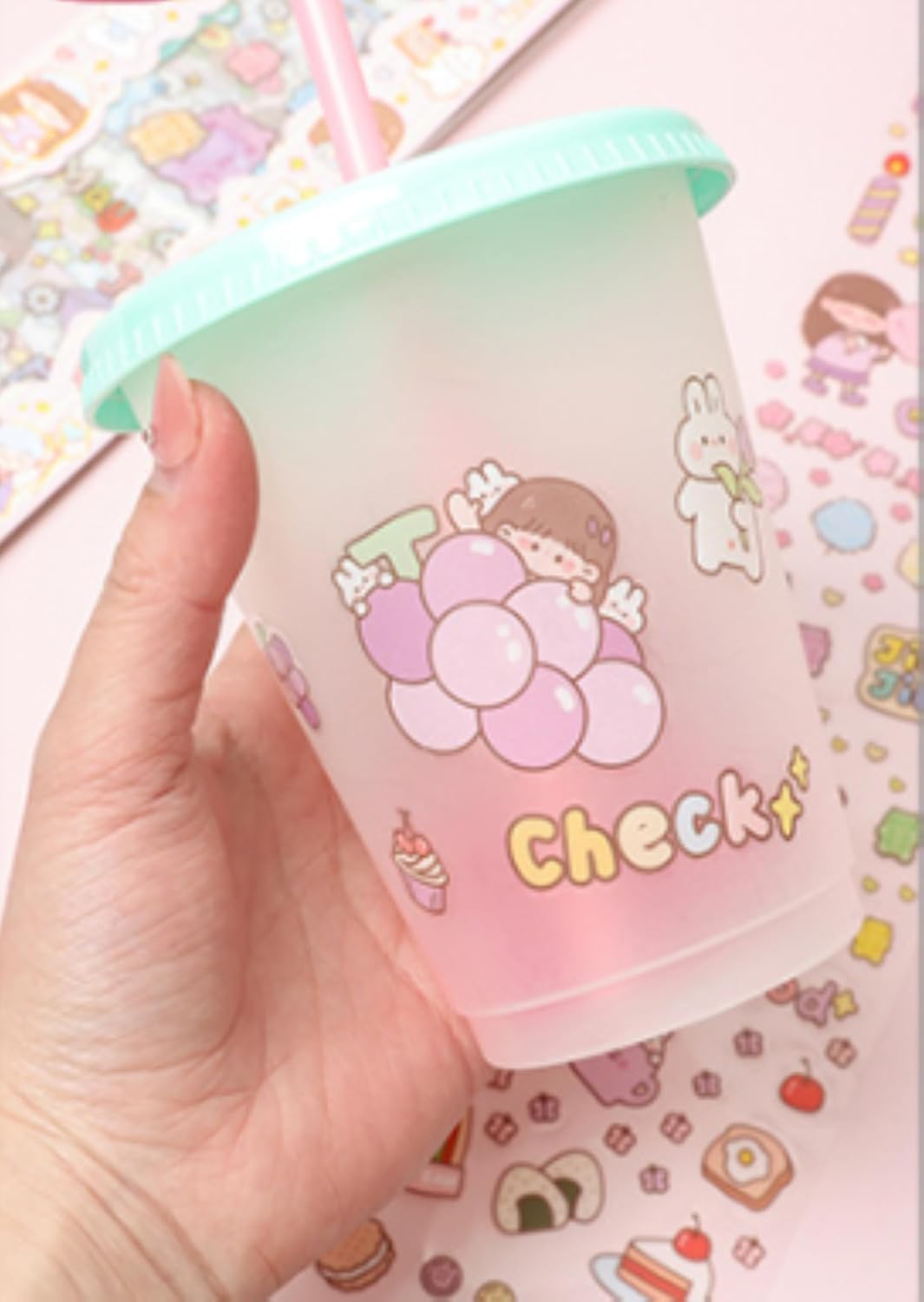 DME SALES Cute Carton Theme Kawaii Stickers- 20PET Sheets Cute Washi Stickers for Project, Girls Sticker Set for Kids, Self-Adhesive Sticker, Kawaii Sticker Sheet Size - 40 X 8 CM 3