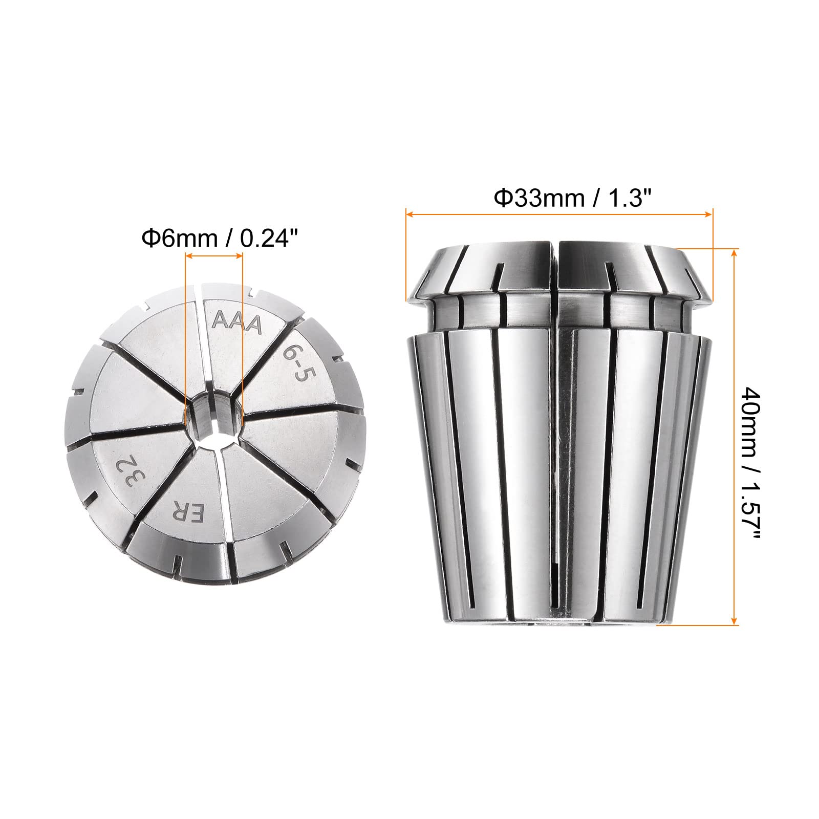 sourcing map ER32 Ressort Pince 6mm Mandrin 65Mn Acier pour CNC Gravure Machine Tour Fraisage