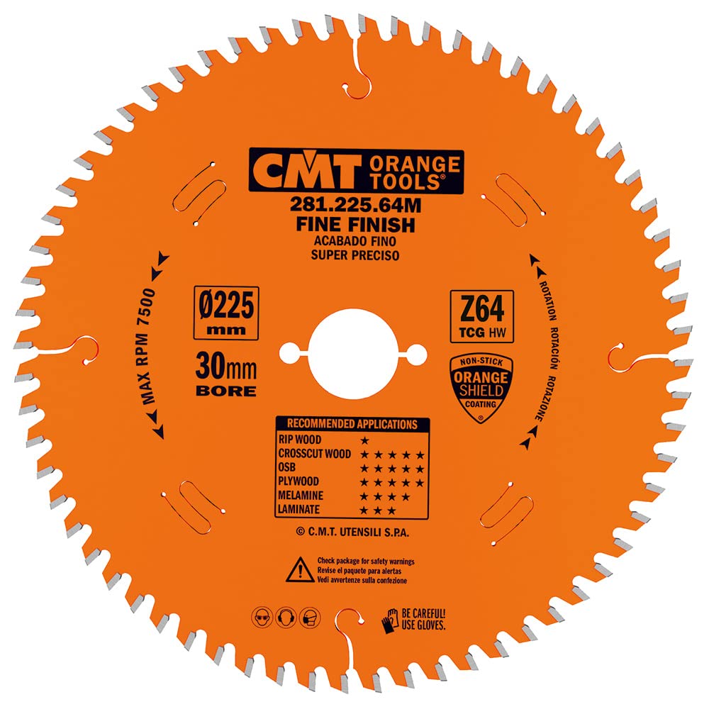 CMT Orange Tools 281.064.09M - Sierra Circular Laminado y Aglomerado HW 220x3.2/2.2x30 Z64 TCG 10pos