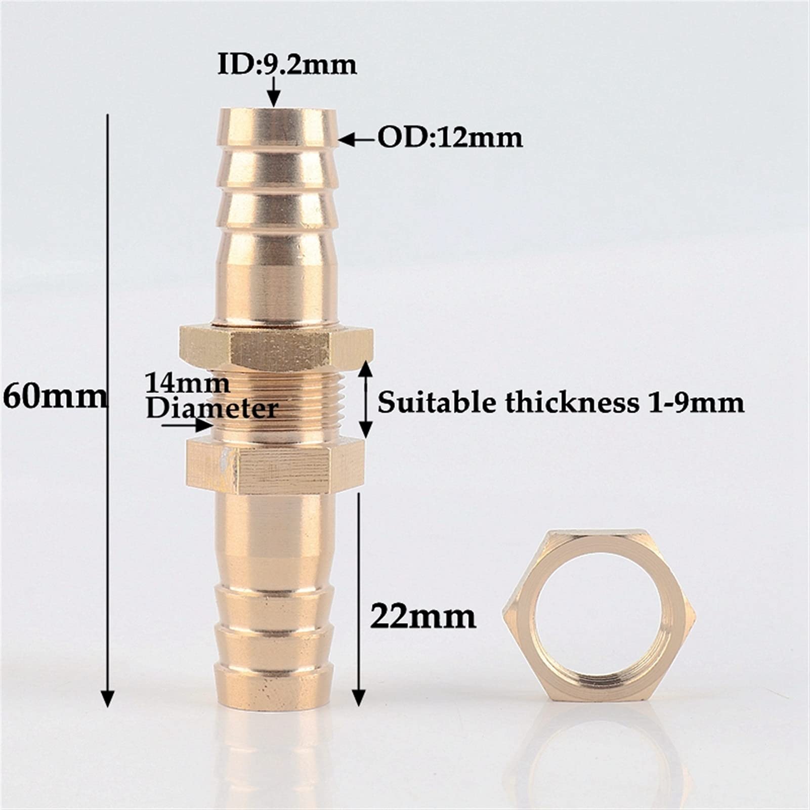 Lnanqing-schlauchverbinder messing 6-25mm Kupfer gerade Steckverbinder Sechskantmutter Bewässerungssystem Aquarium Adapter Wassertank Schlauch Gelenk Luftpumpenpfeife, Anschluss für Gartenschlauch
