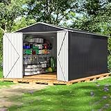 Polar Aurora 8x11.7 FT Outdoor Storage Shed, Metal Garden Shed with Updated Frame Structure, Tool Sheds for Backyard Garden Patio Lawn Black