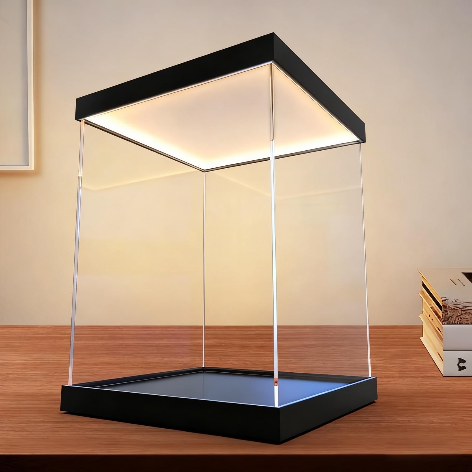Vitrina metacrilato Exhibición de Caja de Acrílico para Figuras con Luz LED, Caja de Exhibición de Acrílico Transparente para Trofeos, Vitrina Almacenamiento Cubos(45x45x50cm/18x18x20in)