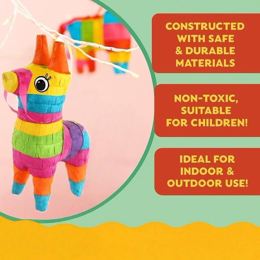 GIFTEXPRESS 6 Pack Mini Donkey Pinatas 7.5x5.5", Rainbow Party Decoration for Cinco De Mayo, Pinatas for Fiestas, Taco, Llama Birthday, Carnival, Classroom & Table Centerpiece Party Favor
