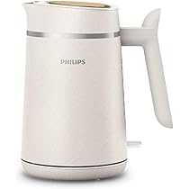 Philips Bollitore Elettrico Eco Conscious Edition, 1,7 L, 2200 W, Plastica Bio-Based al 100%, Spegnimento Automatico, Base Girevole a 360°, Indicatore Luminoso, Colore Bianco Seta (HD9365, 10)