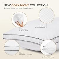 Vista 4 de SweetNight Bed Pillows Queen Size Set of 2, Fluffy Luxury Hotel Pillows Collection Gusseted for Neck and Shoulder, Side Back Stomach Sleeper Pillow