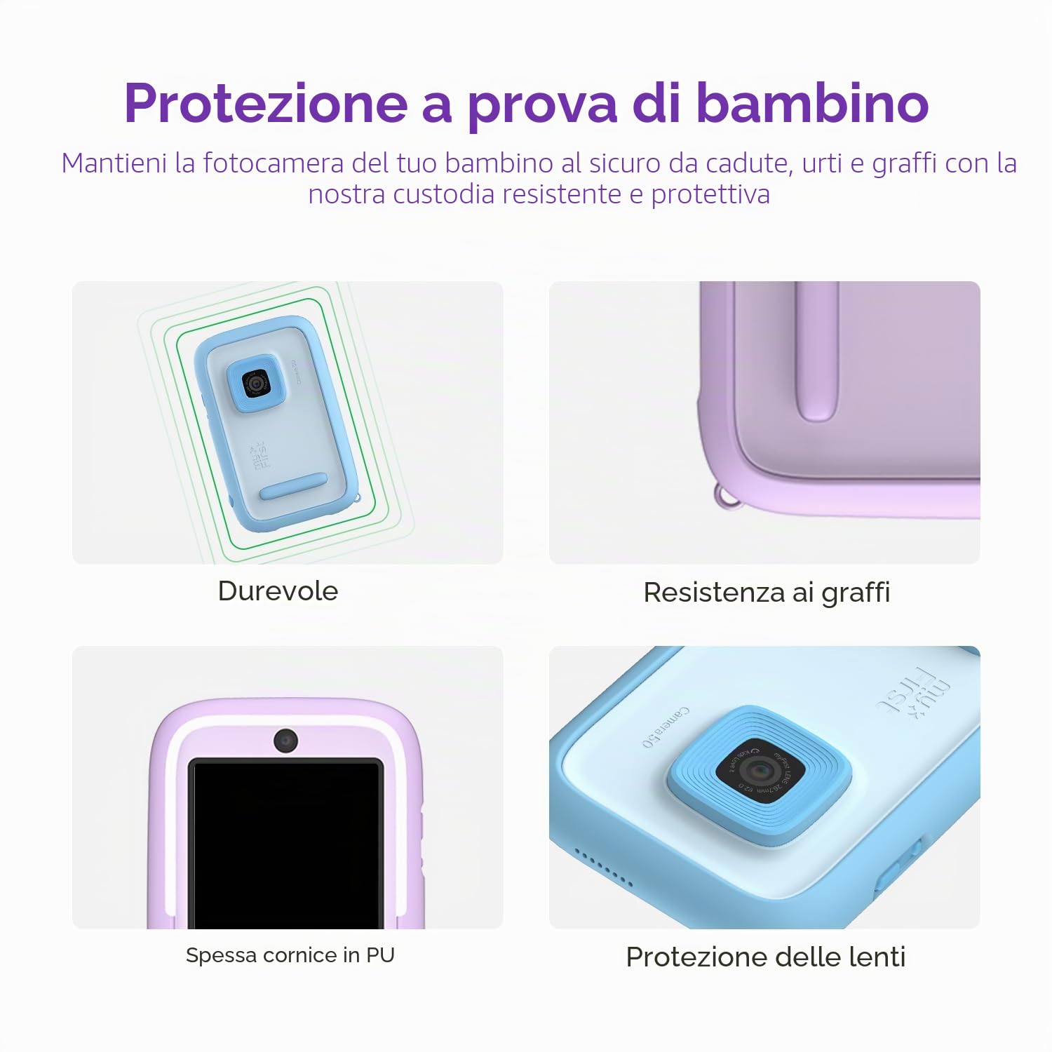 myFirst Camera 50, Fotocamera Digitale per Bambini con AI, Selfie Light Bar, Video & Foto Editing, WiFi, Diario Segreto, Controllo Genitori, Sicurezza e Privacy, Lilla