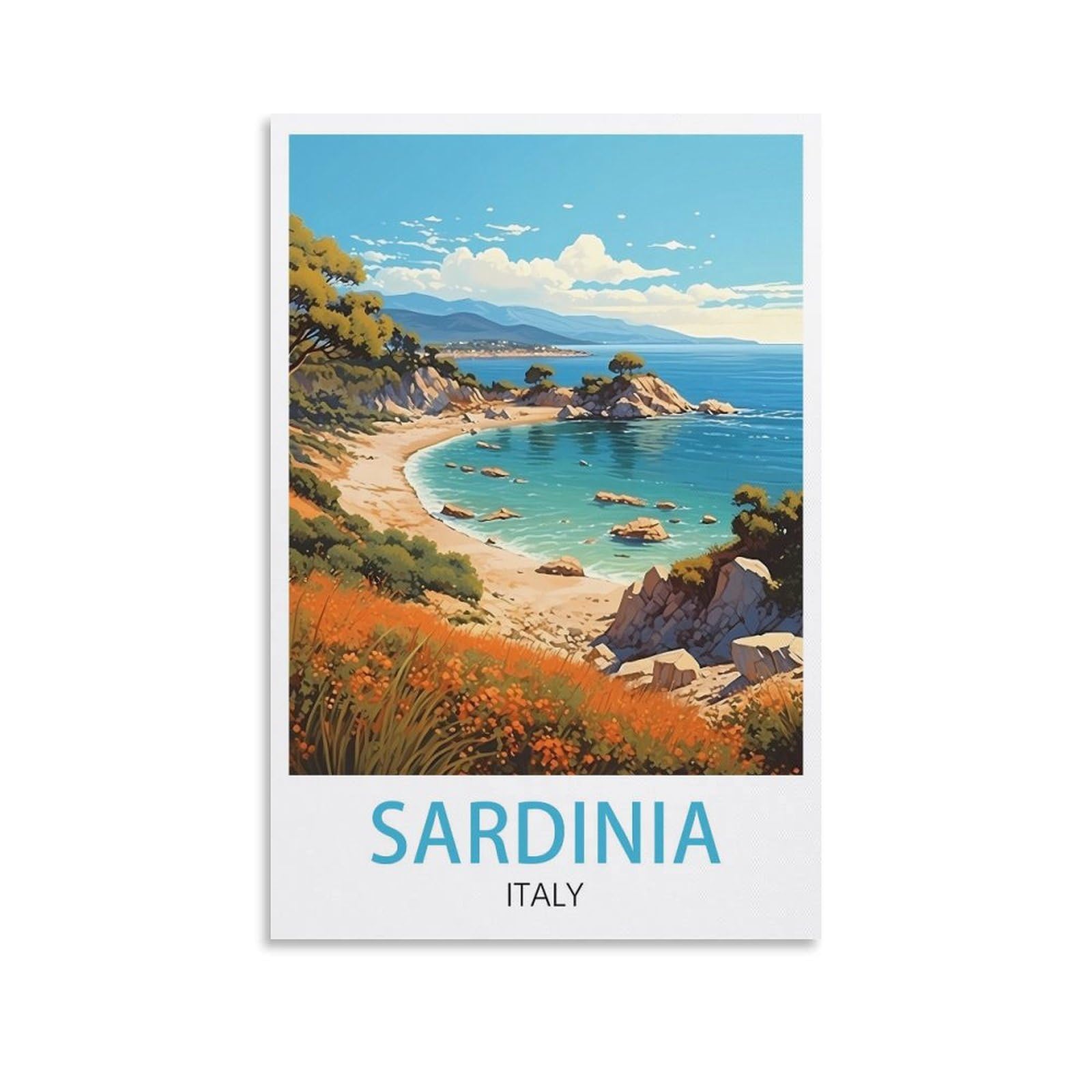 LOLWNNI Sardinia Italy Vintage Travel Posters 08x12inch(20x30cm) Canvas Wall Art Print Picture Paintings for Living Room Bedroom Decor