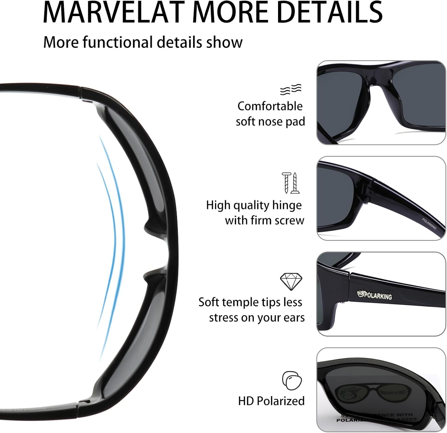 POLARKING Polarized Sport Sunglasses for Men Matte Finish Sun glasses Mirror Lens UV Blocking - Image 3