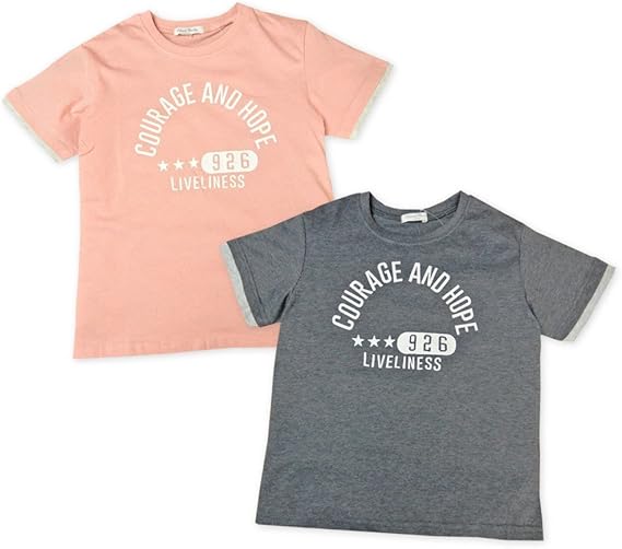 Amazon チャコール 160cm 子供服 女の子 Tシャツ 半袖 袖切替 ロゴ 女児 ジュニア Tシャツ カットソー 通販