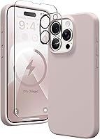 Vista 82 de GONEZ Funda de silicona para iPhone 14 Pro Max, compatible con MagSafe, con protector de pantalla + protector de lente de cámara, silicona líquida a