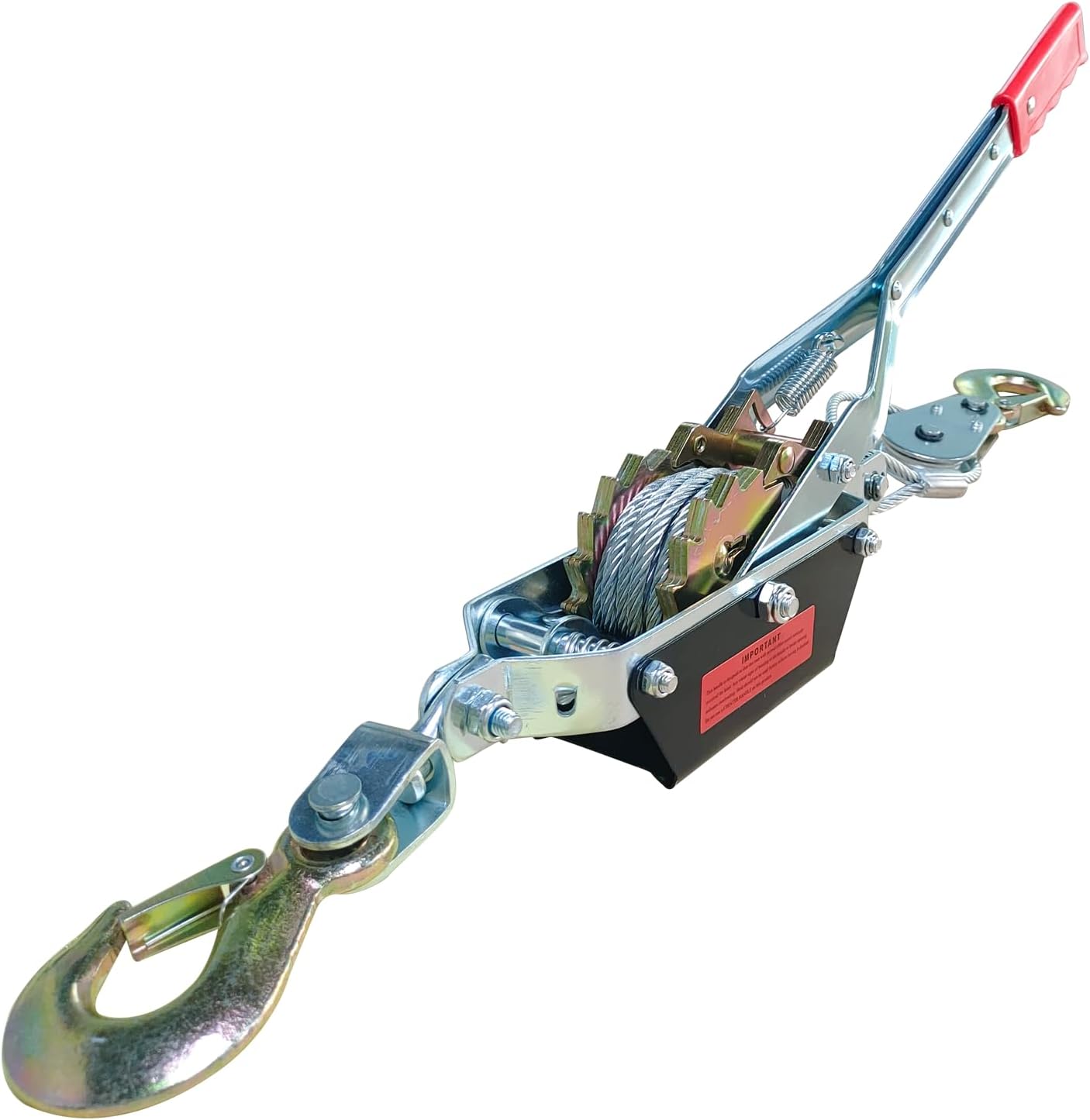 Come Along Winch - 4400 lbs/2T Pulling Capacity,12ft Steel Cable,2 Hooks,Dual Gear Power Puller,Automotive Hoist Cable Puller for Vehicle Rescue,Construction,and Farm 4400LBS*12FT/2T*3.7m