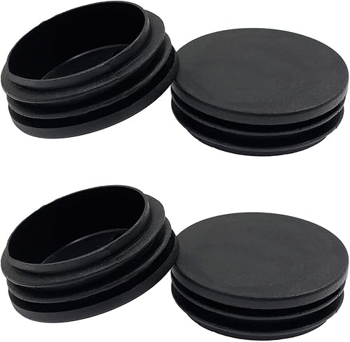 4 tapones redondos de plástico de 1.969 in (2 pulgadas), tapa redonda de plástico negro, tapa de extremo de tubo de tubería, enchufe de acabado de