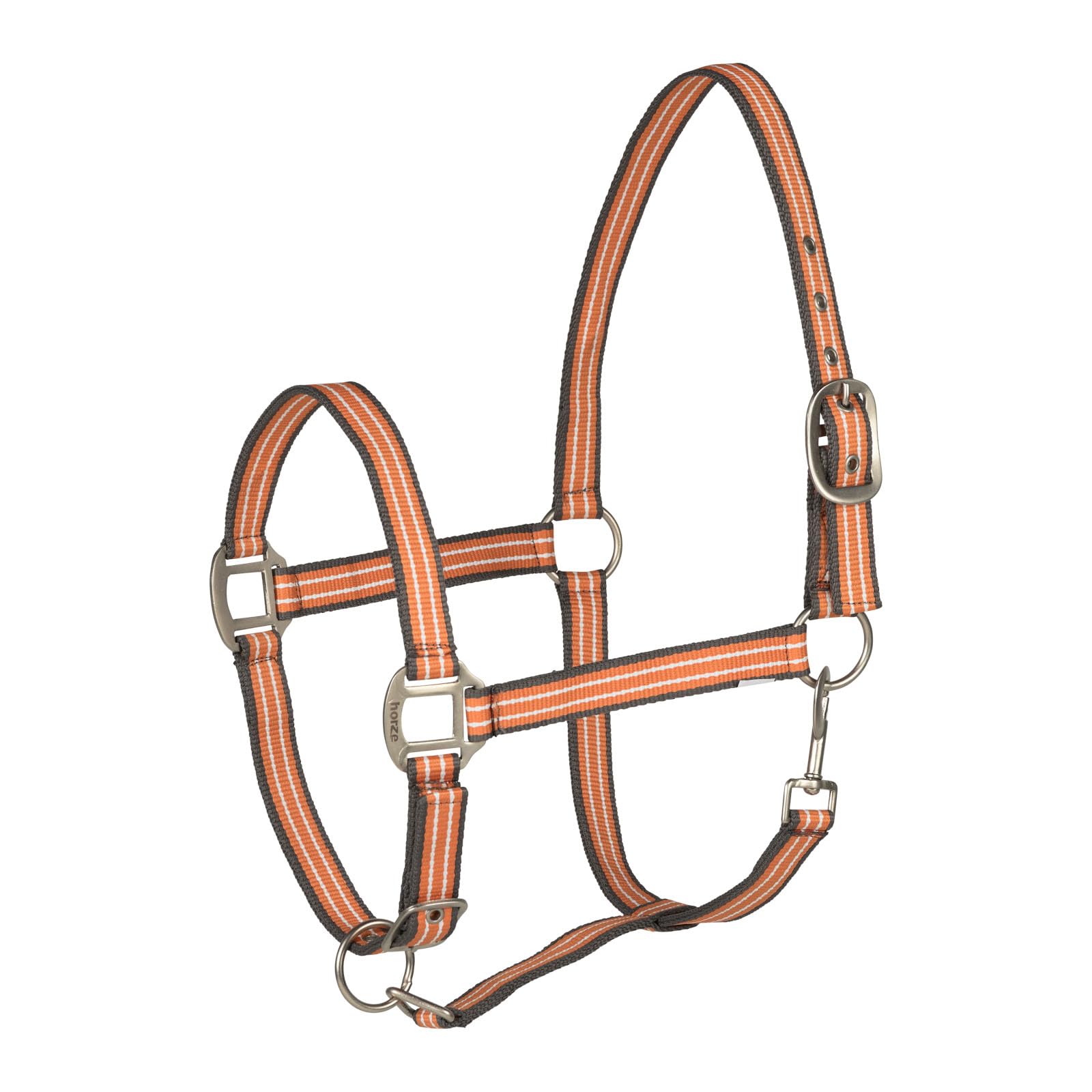 HORZE Adepto Adjustable Horse Halter | Soft, Durable Polyester - Coral Gold - Warmblood