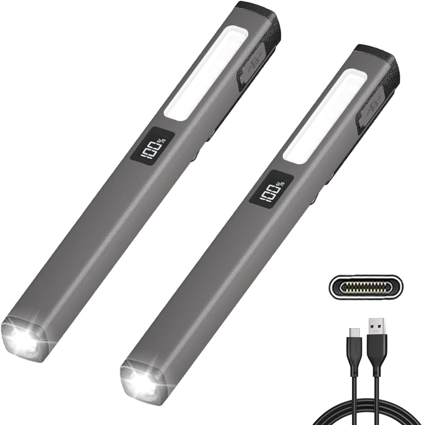 2PACK Pen Mild Rechargeable Flashlight – COB Small Moveable 6 Modes LED Waterproof,Pocket Clip for Dwelling,Automotive,Emergencies, Inspection,Working,Restore