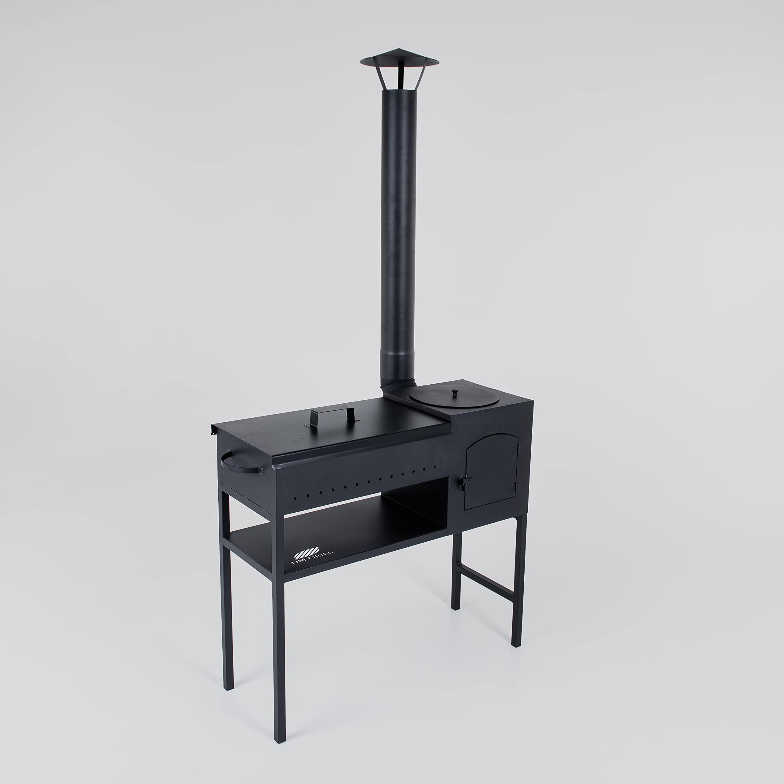DM Grill GR008 Black Steel Mangal 3 mm Thickness BBQ Heater Outdoor Chimney