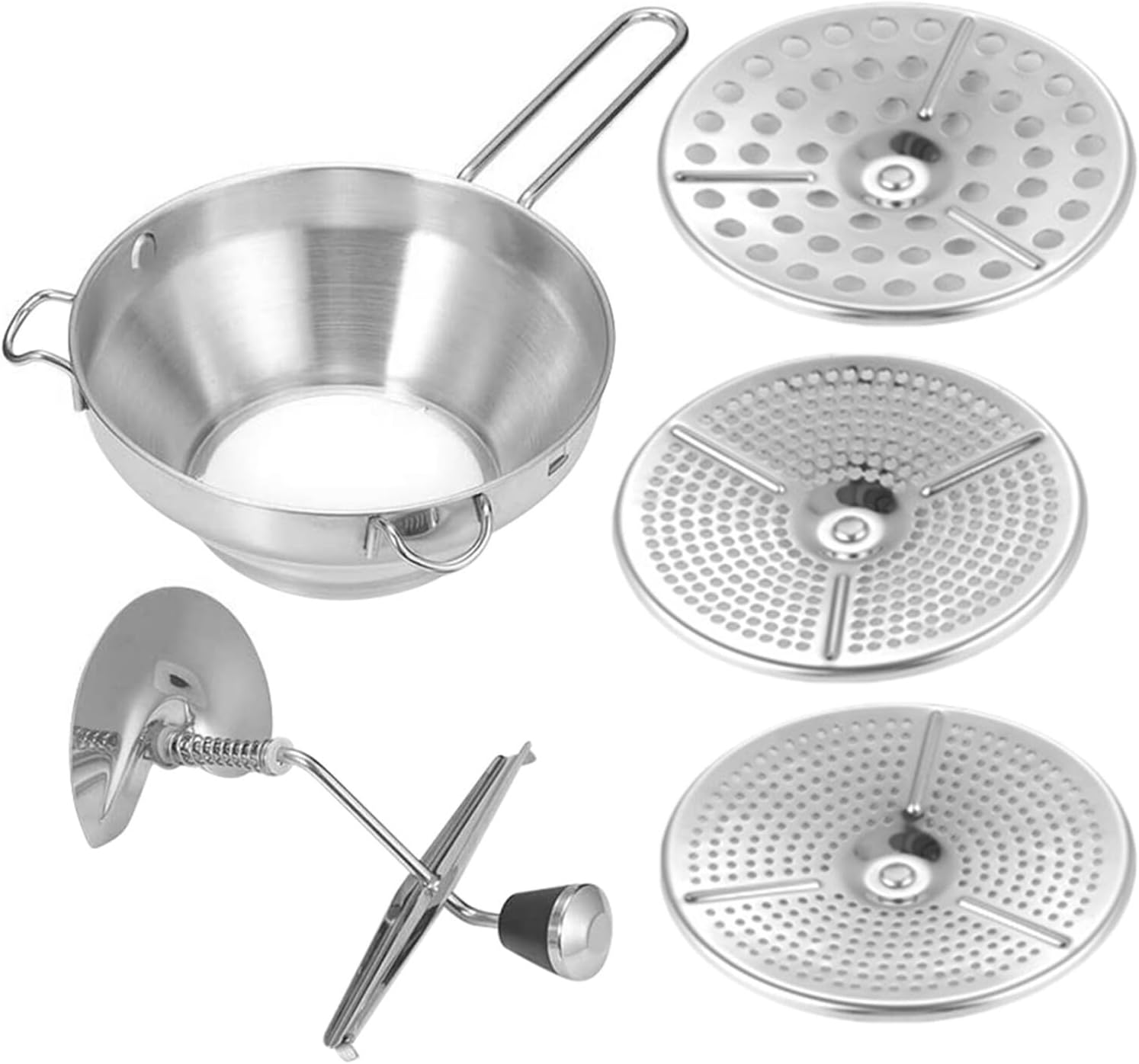 Stainless Steel Potato Masher Manual Food Press Tool for Fruits and Vegetables Comfortable Handle Easy to Use for Puree Robust and Stable Kitchen Crusher for Potatoes and More