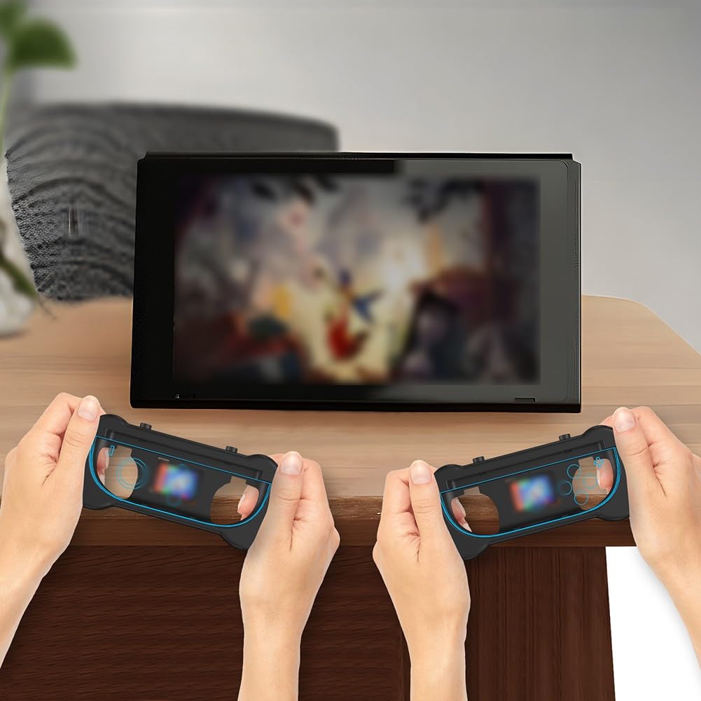 Supporto da auto 2 in 1 e set di impugnature per Nintendo Switch 2, supporto regolabile 180 con 2 impugnature per controller, design compatto in ABS, nero