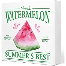Fresh Watermelon Summer's Best Wooden Plaque Sign Desk Decor,Rustic Summer Watermelon Wood Block Sign Desk Decorations for Country Home Kitchen Farm Garden Shelf Table Decor