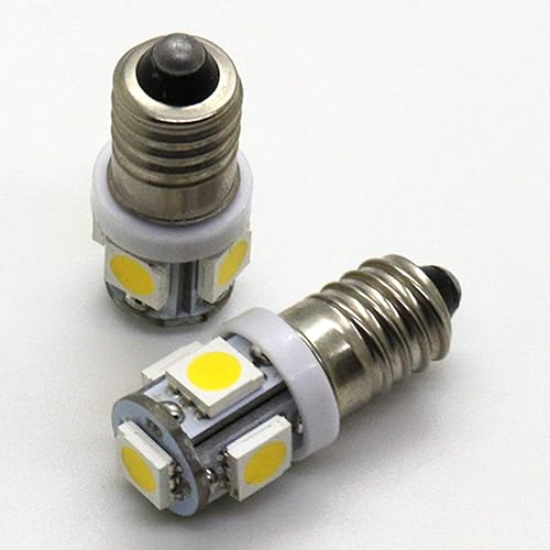Miniatura 3 de 10pcs E10 12V Blanco frío Bombillas LED Lámparas de luz 5SMD 0.5W 50LM (blanco frío, 12v)