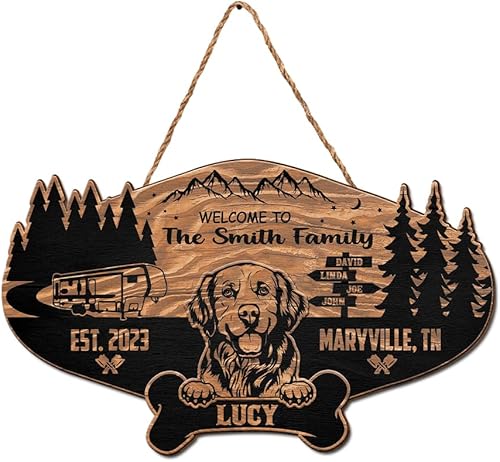 V VIBEPY Letrero de camping personalizado, letrero de caravana, letrero de propietario de caravana, letrero de remolque de viaje, letrero de madera