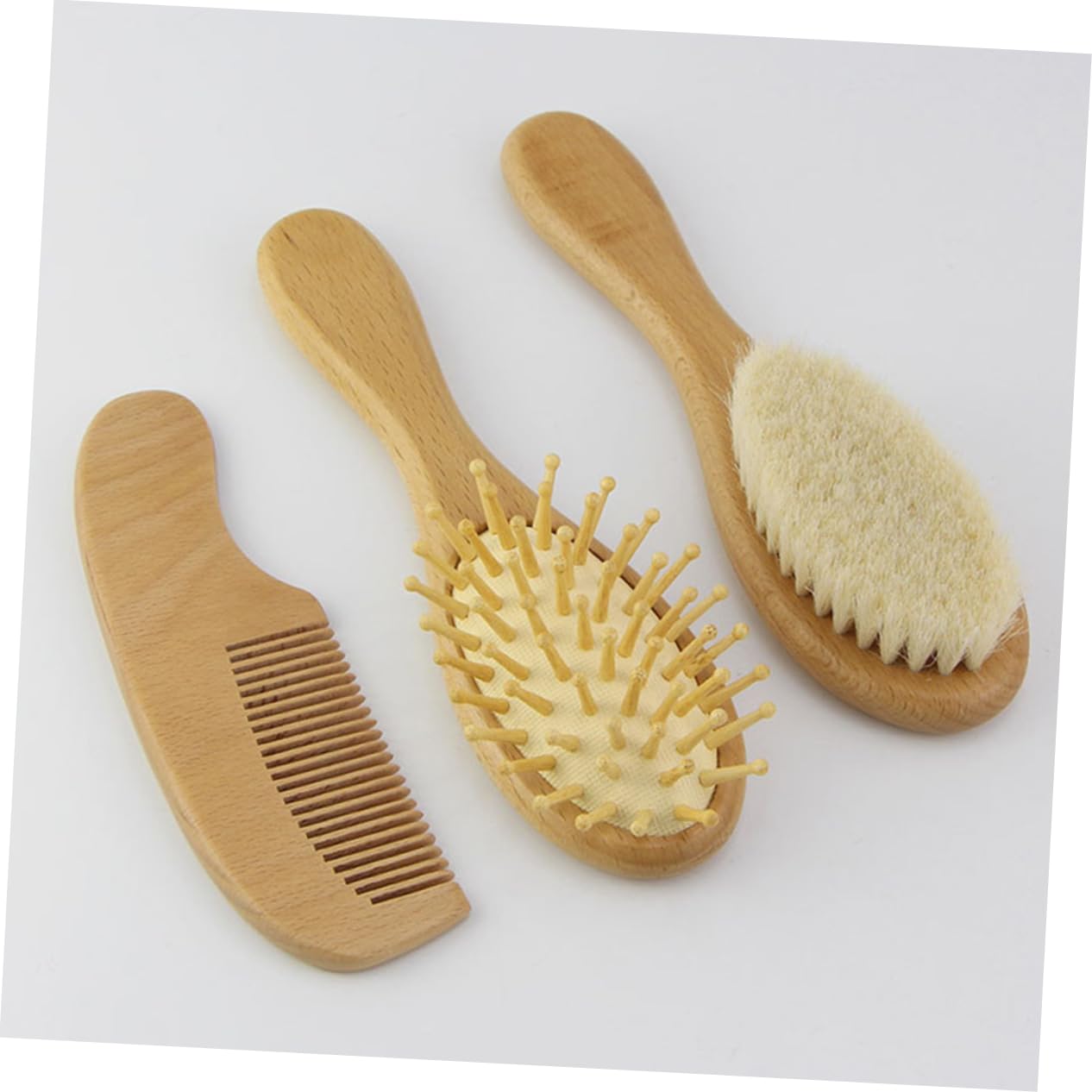 Cepillo y Peine De Lana Para Adecuado Para Recién Nacido Cuidado Del Cabello Diseño Ergonómico Para Viaje