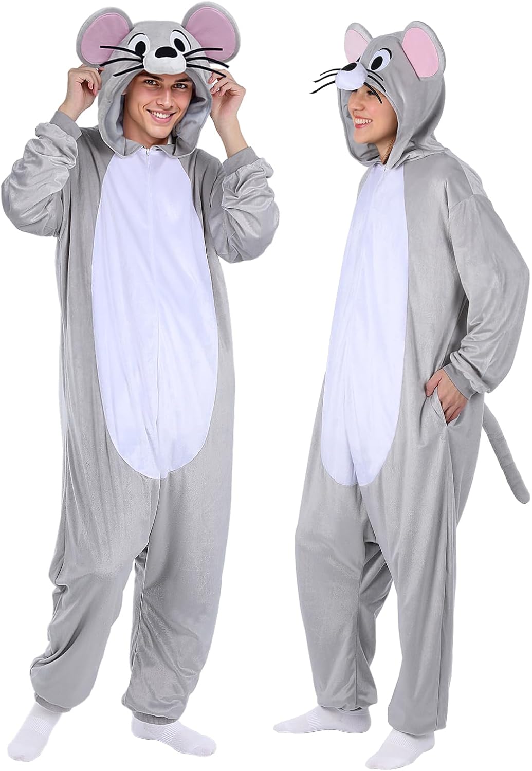 3D Hooded Animal Onesie Costume for Adults - Unisex Christmas Xmas Holiday Festival Cosplay One-Piece Pajama
