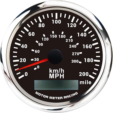 Amazon Motor Meter Racing W Pro指針gpsスピードメーター走行距離計 Ip67防水資格 車用 船用 バイク用 ダブル黒いタイヤる白いled Gpsセンサー含み スピードメーター 車 バイク