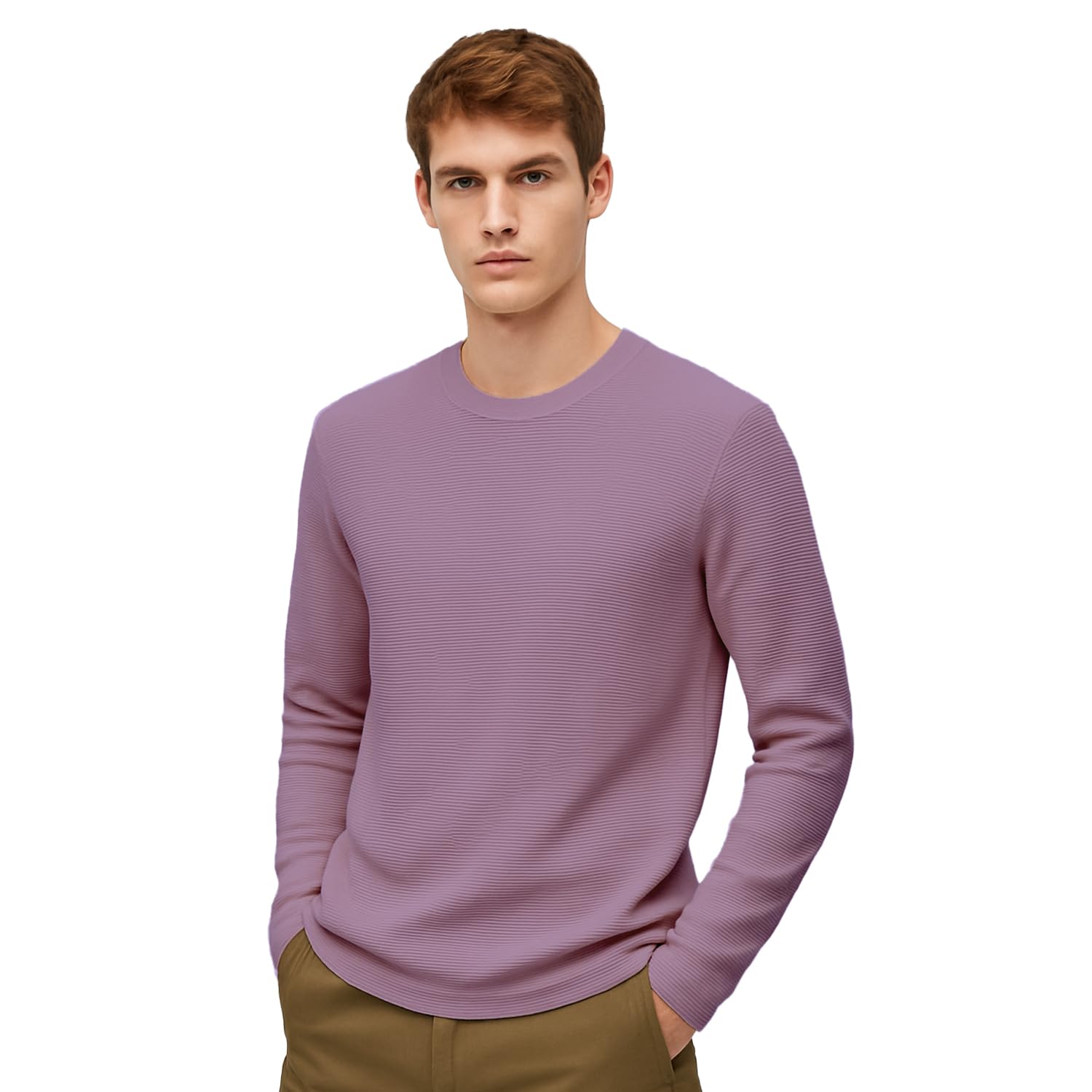 Ottoman Texture Full Sleeve T-Shirt for Men 240 GSM Regular fit Tshirt for me-image-15