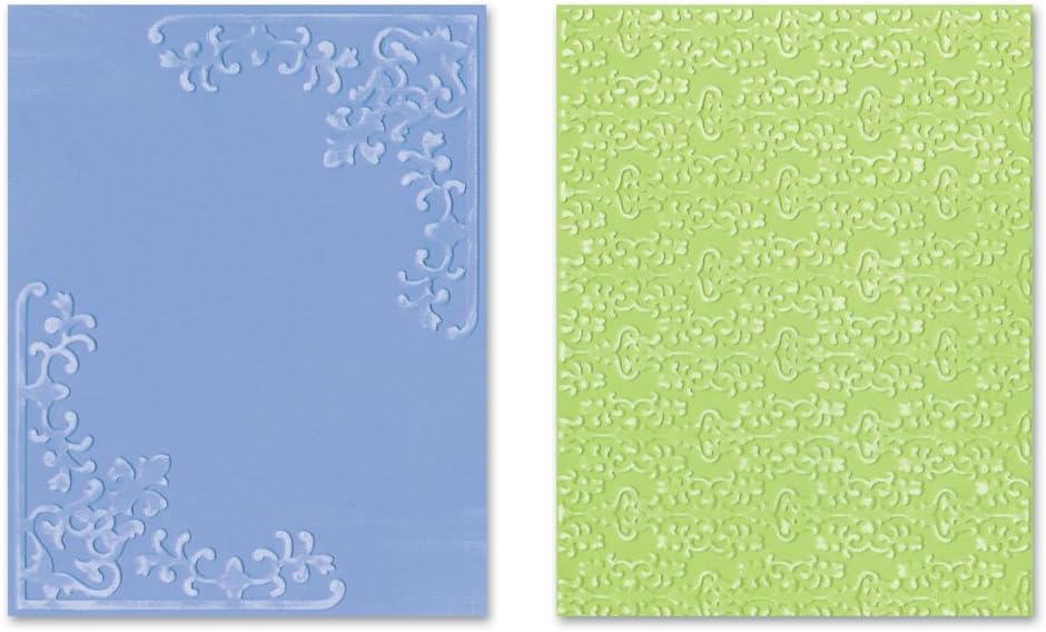 Sizzix Textured Impressions 2-Pack Embossing Folders: Corners & Damask