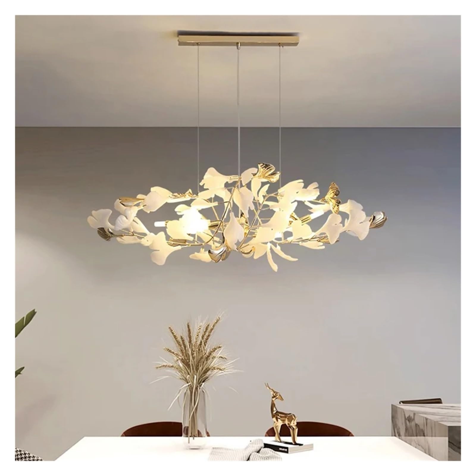 Lampada a Sospensione per Sala da Pranzo, Arredamento per la casa, Illuminazione per Interni, lampadario a Sospensione, lampadario, Compatibile con Soggiorno, Lusso (Lungo, Diametro 80 cm)