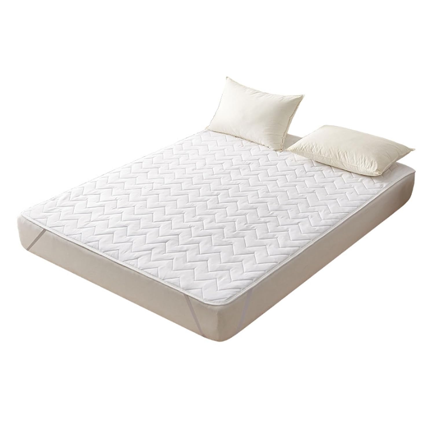 Mattress Pad Professional Slip Soft Comfortable Breathable Easy Care Single Quilted Bed Topper for Home Hotel White