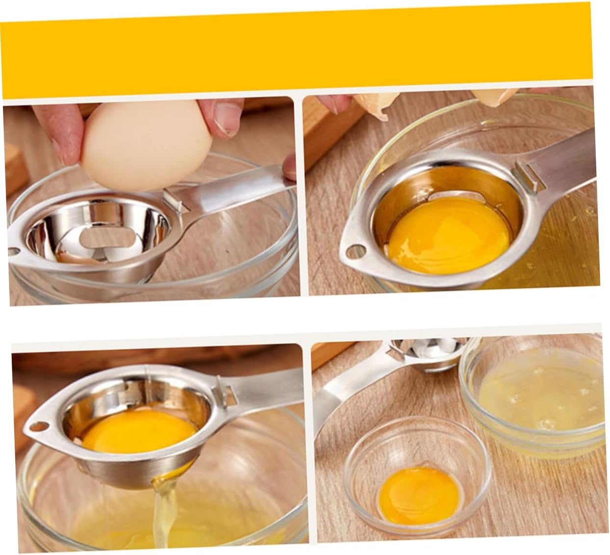 Hemobllo 3pcs Stainless Steel Egg Separator Yolk Divider Extractor for Cooking Baking Easy to Clean Kitchen Tool