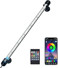 VARMHUS LED Aquarium Submersible Light,Fish Aquarium Lamp with Remote Control and APP Control,DIY Complete Spectrum Optional Color and Dimming Intelligent Timing RGB-38cm