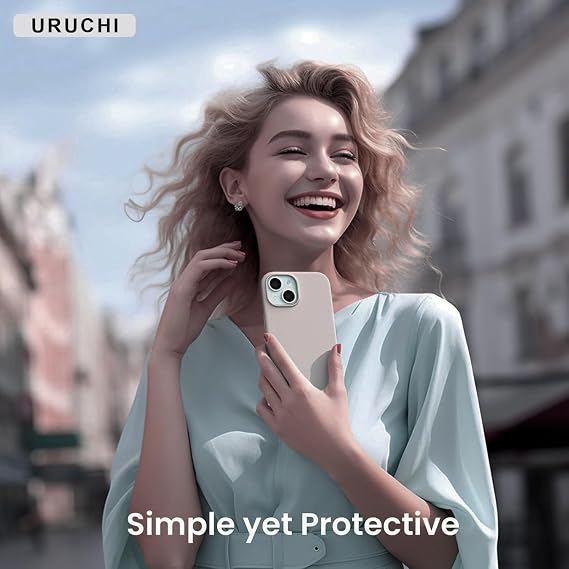 URUCHI iPhone 14 ile Uyumlu Kılıf, İçi Kadife Kaplamalı İnce Sıvı Silikon Tam Koruma Yumuşak Jel Silikon Kapak, Açık Yeşil