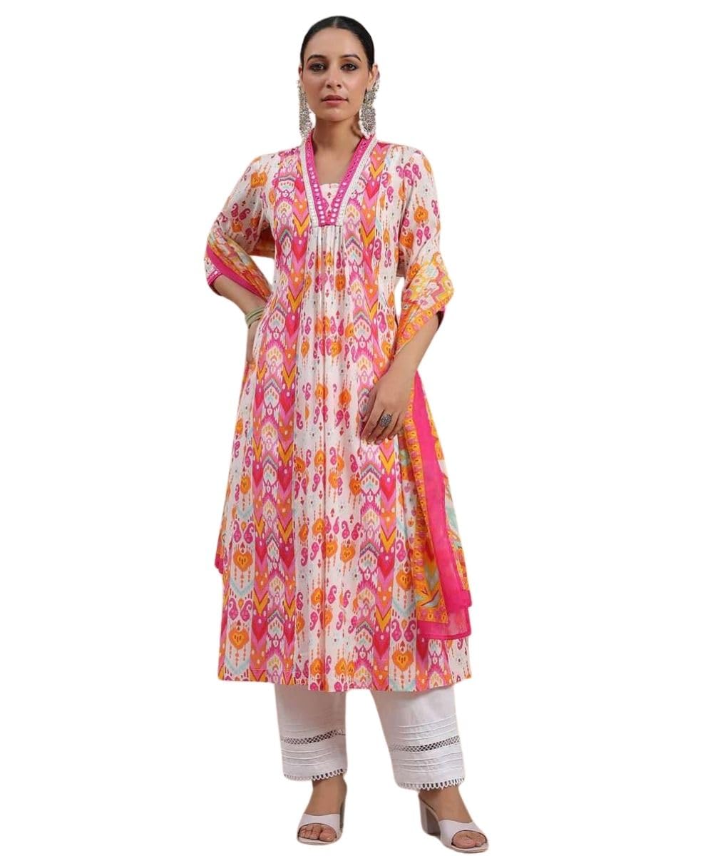 Berrylush Women's Regular Fit Kurta Sets| Kurti Set | 3 Piece Kurta Pant Dupatta Set's | Elegant Suit| Dupatta | Party Outfit Traditional Dress for Woman | Comfortable Outfit for Office, Casual & Daily Use in neutral