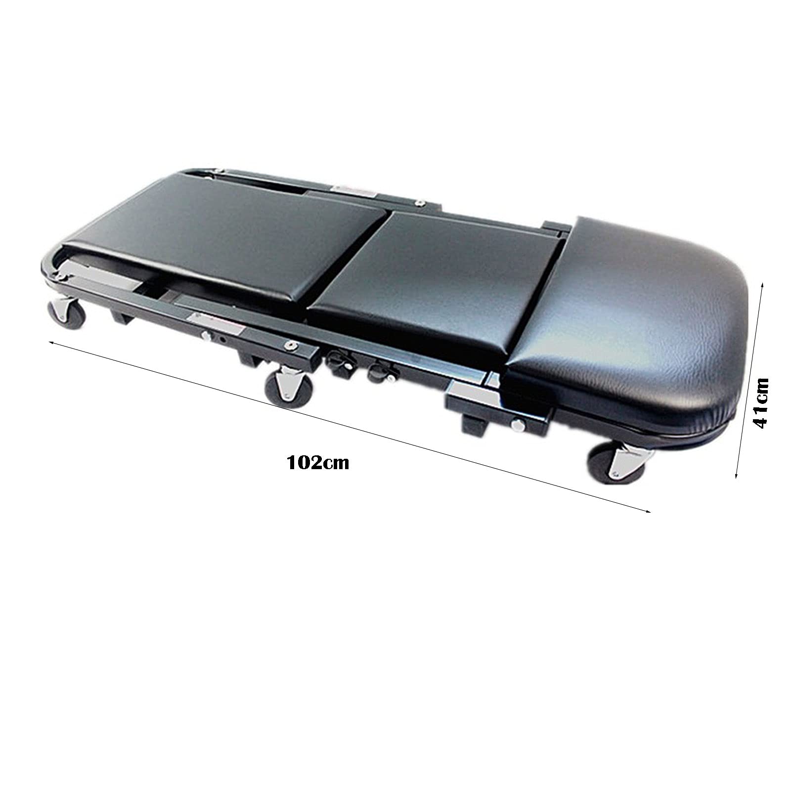 Carrello Sottoauto 2 In 1 Con Sgabello - Portata 150 Kg, 6 Ruote Girevoli, Nero, Per Meccanici Fai-da-te