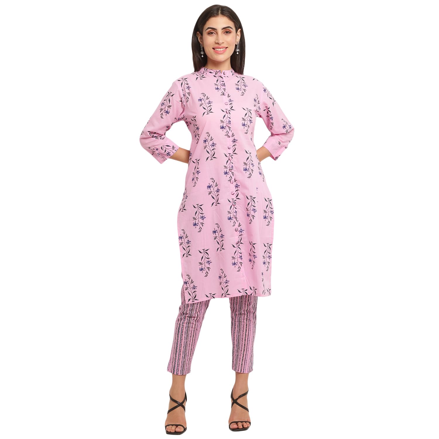 T 4 TraditionGavy Pink Cotton Kurta Pant Set