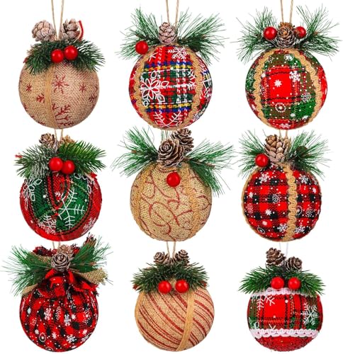 KAHEIGN 9Pcs Weihnachtskugel Christbaumkugeln, 8cm große...