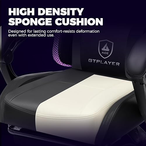 Miniatura 6 de GTPLAYER Silla para Videojuegos RGB con Reposapiés, Silla de Juego de Computadora con Luces LED para Adultos, Silla de Juego de PC con Altura