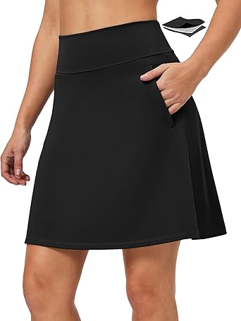 IUGA 20" Golf Skorts for Women with Pockets Tummy Control Knee Length Athletic Tennis Skirts for Women High Waisted Casual