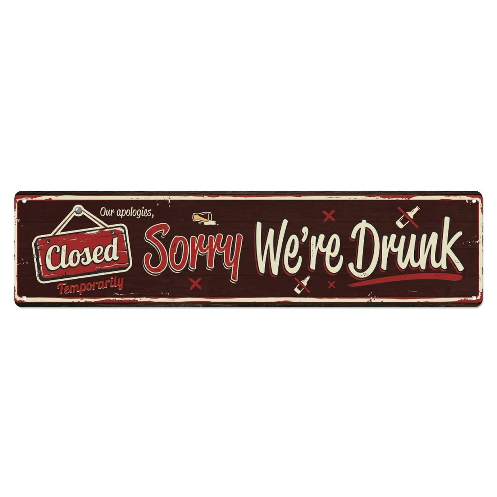 Drunk Status Bar Beverage Metal Tin Sign Plaque Wall Decor for Cafe, Club Bar, Office, Home Garden Metal Poster 4x16Inch