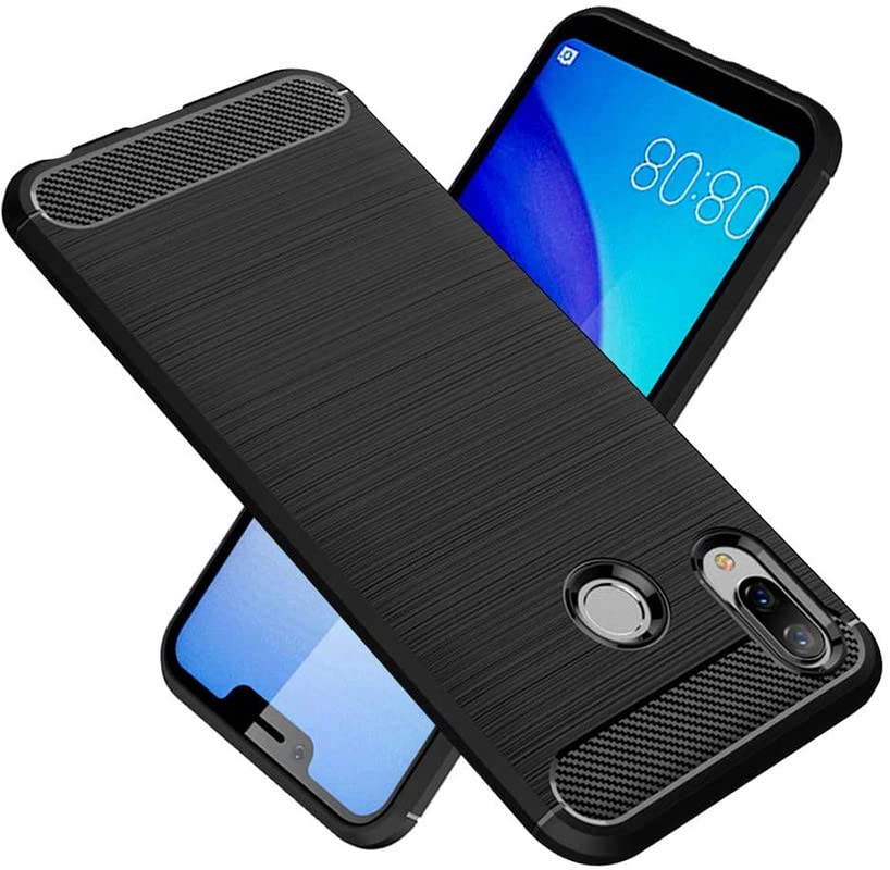 Image of NPRC Hybrid Ultra Slim Protective Case TPU Non-Slip Carbon Fiber Texture Shockproof Case Cover for Honor Play - Black