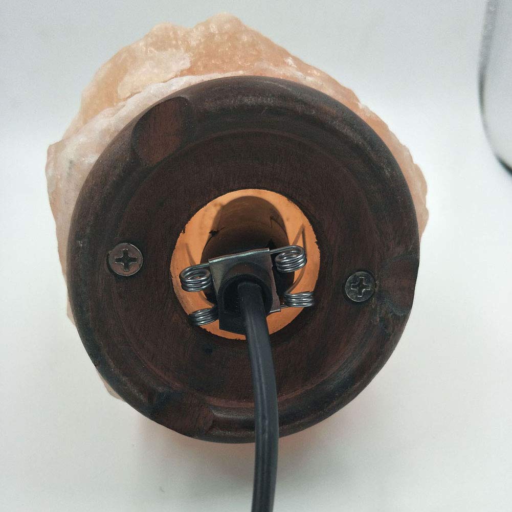 Lámpara de Sal para el hogar, lámpara de Sal Rosa del Himalaya, Cristal de Roca 100% Natural, Base de Madera, luz de Noche para Dormitorio con Fuente de luz