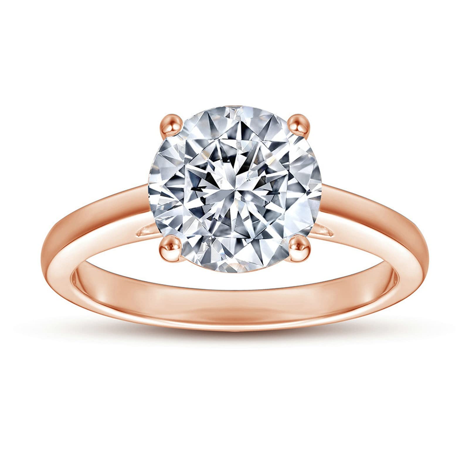 Bague solitaire en argent véritable anti-allergique avec pierre scintillante qui ne noircit pas