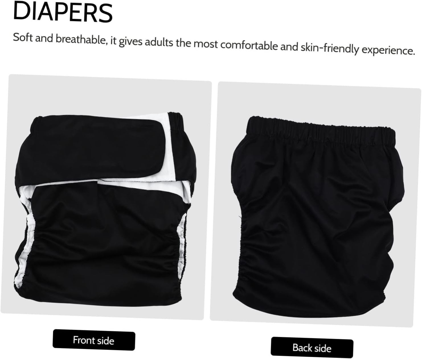 1pc Washable Cloth Diaper for Adults Reusable Elderly Pants Soft Breathable Design Fits Waist to Feet for Bedridden Active Seniors Black