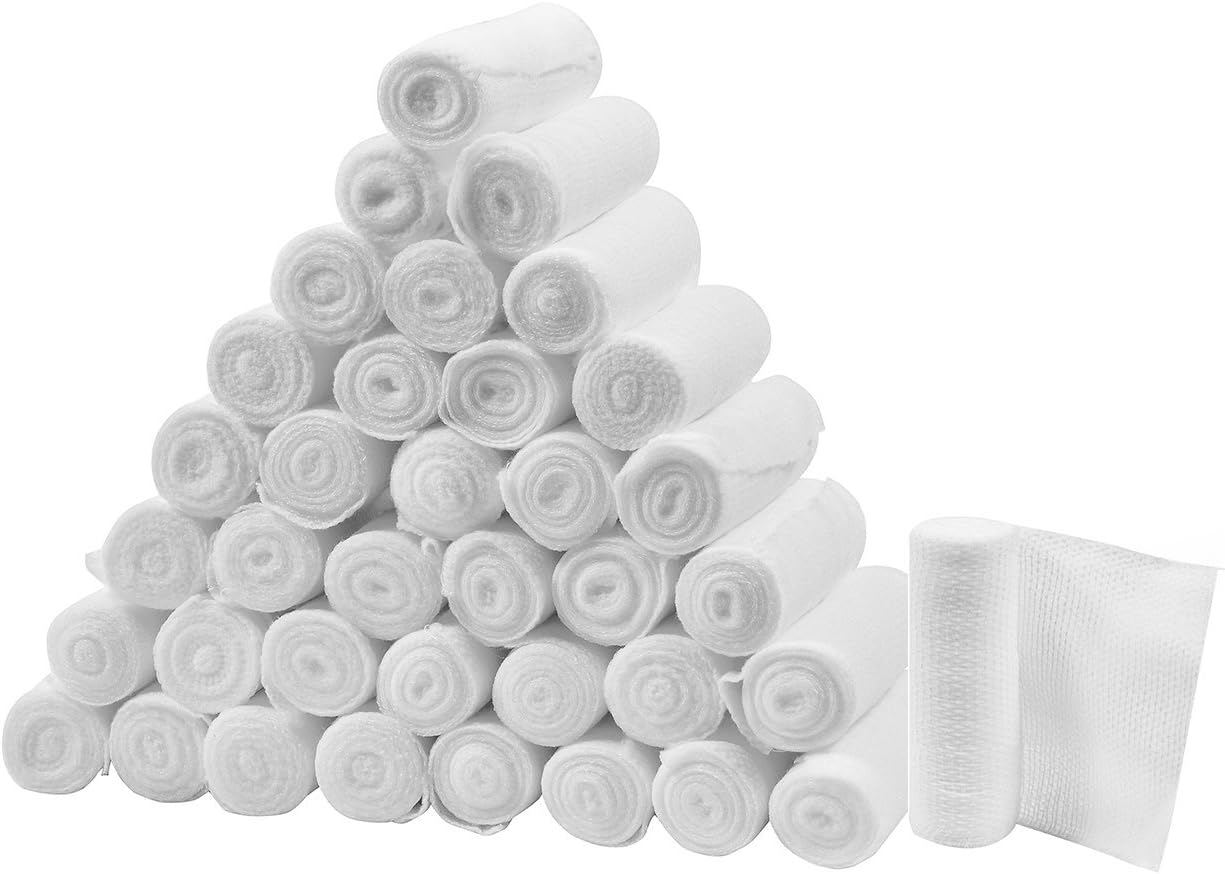 Premium 36-Pack 3 Inch Conforming Stretch Gauze Bandage Rolls - Latex Free - 3" x 4.1 Yards Stretched.